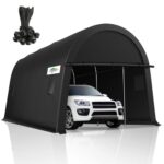 COBIZI Carports 10x20 Heavy Duty Portable Garage with All-Steel Metal Frame & Vents, Round Style Anti-Snow Waterproof Car Canopy Portable Carport Canopy Outdoor Storage Shelter for Car, Boat, Truck