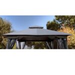 10x10 Ft Patio Double Roof Gazebo Replacement Canopy Top Fabric, Gray - Image 4