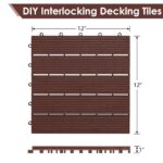 PrimeZone 54 PCS Plastic Interlocking Patio Deck Tiles - 12" x 12" Waterproof Indoor Outdoor Flooring, Patio Floor Decking for Balcony, Backyard, Garden & Poolside, All Weather Use, Dark Brown - Image 2
