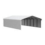 Arrow 2-Sided 20x29x7 Galvanized Steel Carport Kit - Eggshell (CPH202907ECL2)