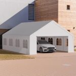 Carport, 20 x 26 Heavy Duty Carport Canopy with Removable Sidewall, Portable Garage with All-Season Tarp, Outdoor Storage Shelter Water-Resistant Car Canopy for Party Event Wedding Gathering (20x26ft)