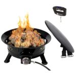 Flame King Smokeless Portable Propane Fire Pit Bowl, 24 inches, 58K BTU with Propane Grip Scale, Self Igniter, Cover, & Carry Straps for RV, Camping, & Outdoor Living