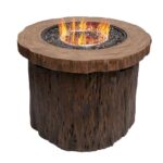 Alpine Corporation GXT962 Rustic Wood Look Fire Pit 50K BTU Gas with Adjustable Flame, Natural Décor for Lawn & Patio, 24" H, - Image 2