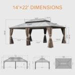 Domi 14x22FT Hardtop Gazebo with Netting & Curtains, Outdoor Aluminum Frame Gazebo with Galvanized Steel Double Roof, Outdoor Permanent Metal Pavilion for Patio Deck Lawn and Garden, Dark Brown - Image 7