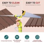 44 Pack Interlocking Deck Tiles, 12"x12"x0.8" Plastic Patio Flooring Outdoor Waterproof, All Weather Use for Balcony Porch Backyard Poolside（Brown,Stripe） - Image 5