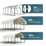 Quictent 12x20 ft Heavy Duty Metal Carport for Vehicle Storage Snowproof & Windproof Steel Car Shelter - Image 7