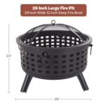 Outdoor Fire Pit - 26-Inch Round Lattice Wood Burning Firepit with Screen, Poker, Grate and Cover - Wood Fire Pits & Outdoor Fireplaces by Pure Garden - Image 6