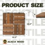 VICTORY RELAX Interlocking Acacia Wood Deck Tiles, 9-Pack, 12 Slats, Waterproof Outdoor Flooring for Patio, Balcony, Garden – Natural Finish, 12.2" x 12.2" x 0.7" - Image 8