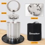 9.7 x 7.1 Inch Tabletop Fire Pit by AmazStove, Low Smoke Camping Stove for Outdoor Safe Burning Firepits, Fueled Pellets or Wood, Travel Bag Included (Silver, 9.7 x 7.1 INCH) - Image 7