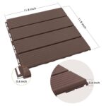 Interlocking Deck Tiles, 12 PCS 12” x 12” Patio Tiles Waterproof Plastic Outdoor Flooring Covering All Weather for Walkway Front Porch Poolside Balcony Backyard, Brown - Image 3