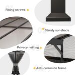 RTDTD 10' x 14' Gazebo，Hard Top Lean to Gazebo Wall Mount Heavy Hardtop Gazebos Outdoor Pergola with Curtains and Netting for Patio Garden Lawn Backyard Deck (Grey) - Image 4