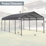 12x20 FT Heavy Duty Carports, Outdoor Car Tent Garage with Galvanized Steel Roof and Frame, Weather-Resistant Steel Car Shelter Canopy, Expanding Garage Space for Backyard, Patio,Grey - Image 2