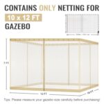 COWVIE Gazebo Replacement Netting Screen, 10' x 12' Universal Gazebo 4-Panel Mosquito Sidewalls with Double Zippers for Outdoor Patio (Only Netting) - Image 3