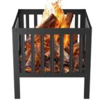 YSEJOMP 16 x 16 Inches Square Fire Pit/Bonfire Pit - Perfect for Garden Family Parties & Camping - Durable and Portable Design for Outdoor Enjoyment,Four-Sided Hollow and Breathable,Black