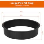 OUSHENG 36 Inch Round Fire Pit Ring Insert for Outside Wood Burning, 39 Inch Outer Large Solid Steel Firepit Liner for Above or In-Ground Outdoor DIY Camping Garden Patio Backyard - Image 2