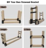 Fiwithy Outdoor Firewood Rack Bracket Kit with 4 Support Bars for Fire Wood Pile Storage, Heavy Duty DIY Fireplace Log Stacking Stand Holder for 2x4 lumber, Black, 1 Pair - Image 7