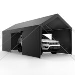 VEVOR Upgraded 10x20 FT Heavy Duty Carport Canopy with Roll-up Windows, All-Season Portable Garage with Removable Sidewalls & Doors, 12 Stakes & 12 Ropes, Car Tent for Car, Truck, Boat, Equipment - Image 10