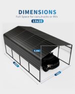 Klysiora 13 * 20FT Extra Large Metal Carport All Weather Heavy Duty Garage Round Steel carport Provides Permanent Shade for Boats, Pickups, and Tractors 418.8 lbs. - Image 2