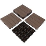 Interlocking Deck Tiles - 6-Pack 11.6-in Wood Plastic Composite All-Weather Outdoor Flooring Balcony Poolside or Patio by Pure Garden (Mocha Brown)
