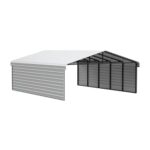 Arrow 2-Sided 20x24x9 Galvanized Steel Carport Kit - Eggshell (CPH202409ECL2)