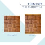 4Pcs Loop Ends Side Trim, 12 Inch Length Interlocking Deck Tile Edge Trim, Outdoor Patio Flooring, Wooden Balcony Floor, Sturdy and Enduring Acacia Wood, Natural - Image 5