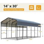 Car Tent Garage Metal Carport 14 x 30 FT, Galvanized Steel Roof and All-Metal Frame, Car Ports Kits for Outdoor - Image 6