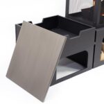 Deko Living 70 Inch Rectangular Outdoor Steel Woodburning Fireplace with Side Tables - Integrated Log Storage and Log Poker - Image 8