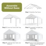 13x20FT Portable Garage, 13'x20' Carport Heavy Duty, Galvanized Frame & 180 g PE Waterproof Canopy, with 4 Doors (Included 2 Side Doors), and 4 Windows, for Pickup Truck, and Boat - Image 3