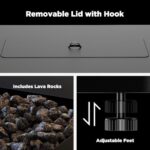 Ciays 43-Inch Rectangular Propane Fire Pit with 60,000 BTU Output, Gas with Cover and Rocks, Table CSA-Certified 2 in 1Table Gatherings Parties with 304 Stainless Steel H-Burner - Image 4