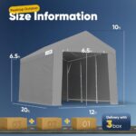 PEAKTOP OUTDOOR 12x20 ft Heavy Duty Carport with Removable Sidewalls, Portable Car Canopy, Garage Tent, Boat Shelter with Reinforced Triangular Beams, Gray - Image 6