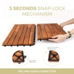HOUSE84VN Solid Acacia Wood Interlocking Deck Tiles (Pack of 6, 24" x 12"), Indoor/Outdoor Deck Flooring, Waterproof All Weather (24X12, Natural Color) - Image 3