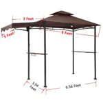FAB BASED 5x8 Grill Gazebo, Outdoor BBQ Grill Patio Canopy with Extra Shadow & LED Lights, Barbeque Gazebo Canopy (Brown) - Image 6