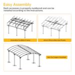 PURARELAX Heavy Duty Carport, 12x16ft Carport with Arch-Roof Polycarbonate Panel, Garage Car Shelter Outdoor Storage Shed for Cars, Boats and Trucks,Gray - Image 4