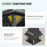 UDPATIO 10' x 10' Hardtop Gazebo, Metal Gazebo with Galvanized Steel Roof, Outdoor Permanent Pavilion with Netting for Patio, Backyard, Deck and Lawns - Image 8