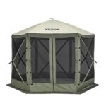 VEVOR Pop Up Gazebo Screen Tent 6 Sided Canopy Sun Shelter with 6 Removable Privacy Wind Cloths & Mesh Windows, 10x10FT Quick Set Screen Tent with Mosquito Netting, Army Green - Image 4