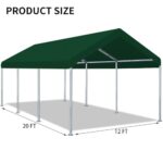 Rutile 10 x 20 FT Carport Replacement Cover, Heavy Duty Car Tarp Canopy Tent Replacement Top w/Ball Bungees Green (Only Top Cover, Frame is not Included) - Image 5