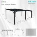 Domi 12' x 20' Lean to Gazebo, Wall Mounted Gazebos Pergola with Built in Drainage System, Galvanized Steel Roof, Hardtop Patio Shelter for Deck, Porch, Backyard and More - Image 9