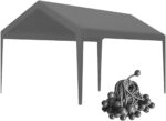 Rutile 12 x 20 FT Carport Replacement Cover, Heavy Duty Car Tarp Canopy Tent Garage Top Shelter Cover with Fabric Leg Pole Skirts and Ball Bungees Gray (Only Top Cover, Frame is not Included) - Image 2