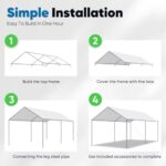 Quictent 10x15 ft Heavy Duty Car Canopy Galvanized Frame Carport Outdoor Party Tent Boat Shelter with 3 Reinforced Steel Cables - White - Image 3