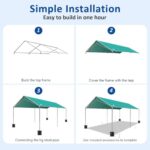 10x20 ft Heavy Duty Car Canopy Galvanized Frame Carport Outdoor Party Tent Boat Shelter with Reinforced Structure, No Sidewall - Green - Image 7
