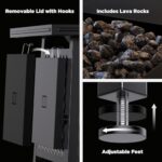 Ciays 32 Inch Propane Fire Pits,50,000 BTU Gas Fire Pit Table for Outsides with Steel Lid and Lava Rock, 2-in-1 Square Fire Table for Gatherings Parties on Patio Deck Garden Backyard, Black - Image 7