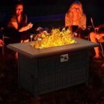 Wicker Propane Fire Pit Outdoor Fire Pit Table 60000 BTU 43 Inches Gas Fire Pit with Steel Grille Tabletop Double Fire Tube Blue Crystal Beads and Fire Pit Cover - Image 8