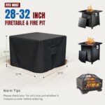 SHINESTAR Square Fire Pit Cover, Fits for 28-32 Inch Fire Pit Table, Waterproof and Windproof, 32 x 32 x 24 Inches, Black - Image 3