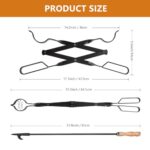 Heavy Duty 32” Long Fireplace Fire Pit Campfire Poker Stick and 26” Fireplace Tongs Tool Sets, Log Grabber, Rust Resistant Black Finish Camping Fireplace Tools for Indoor/Outdoor - Image 6