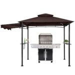 FAB BASED 5x8 Grill Gazebo, Outdoor BBQ Grill Patio Canopy with Extra Shadow & LED Lights, Barbeque Gazebo Canopy (Brown) - Image 9