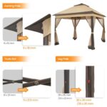 Yaheetech 11x11 Pop Up Gazebo Outdoor Canopy Shelter, Instant Patio Gazebo Sun Shade Canopy Tent with 4 Sandbags, Double Tiers & Mesh Netting for Lawn, Garden, Backyard & Deck, Khaki - Image 6