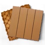 35 PCS Plastic Composite Deck Tiles, 12"x12" Composite Decking, All Weather, Patio Floor Decking Tiles for Pool Balcony Backyard Pathway Porch, Wood Color