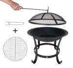 FireBeauty Fire Pit BBQ Grill Pit Bowl with Mesh Spark Screen Cover,Poker - Image 3