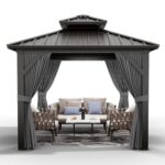 10x10 ft Hardtop Gazebo, Aluminum Double Roof Gazebos with Netting and Curtains, Outdoor Permanent Gazebo for Garden, Patio, Backyard, Deck, Lawns (Gray, 10x10 FT) - Image 7