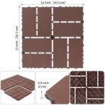 Plastic Interlocking Deck Tiles (44 PCS), 12x12 Inches Waterproof Outdoor Patio Flooring, Easy Snap Balcony Floor Tiles for Garden, Poolside, Backyard, Pathway, Indoor Use, Red Brown, Grid Pattern - Image 2